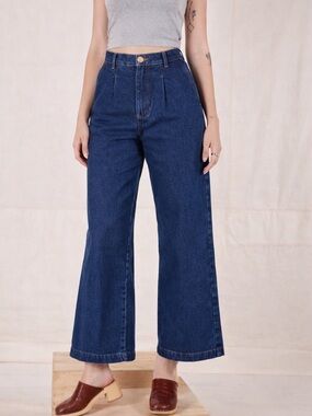 Big Bud Press Wide Leg Trousers Women’s Medium Petite Indigo Dark Wash Retro